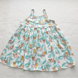 Girls Bird Print Dress in Turquoise